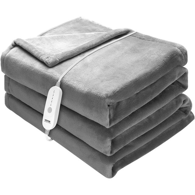 Full Size Electric Blanket 72x84 Polyester Anti-Pilling Heated Machine Washable 10-Hour Timer Auto-Off Home Use