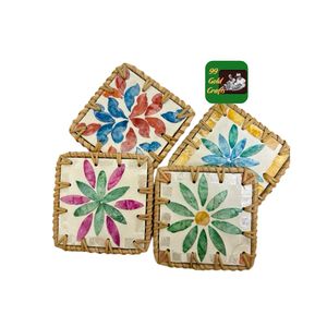 BEAUTIFUL RATTAN AND PEARL INLAY COASTER FROM VIETNAM WHOLESALE <b>CHEAP</b> PRICE RATTAN COASTER HANDMADE HOME DECORATION - Product Image 4