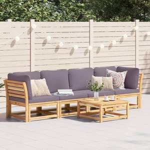 Ensemble de salon de jardin gris foncé avec bois naturel pour l'aménagement extérieur - Product Image 1