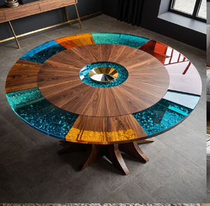 Elaborada con madera de primera calidad y un acabado de resina epoxi transparente, esta pieza de mueble hecha a mano está disponible a precios de mayorista. - Product Image 1