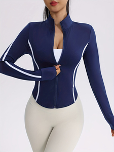 Custom Fitness Wear Women Stretch <b>Zip</b> up Workout <b>Top</b> Slim Fit Yoga Athletic Sports Jacket With Pocket Yoga Jacket - Product Image 1