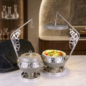 Casserole ronde en métal avec couvercle en dôme poli, design moderne et luxueux, récipient isotherme en acier inoxydable pour garder les aliments au chaud - Product Image 2