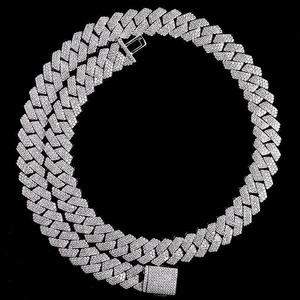 Chaîne cubaine personnalisée en moissanite et diamant, collier cubain hip-hop en argent 925, achat en gros OEM ODM direct usine - Product Image 1