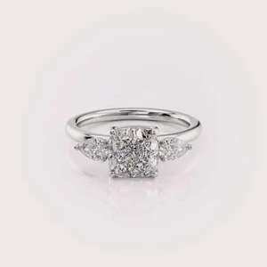 IGI Certified Cushion Cut Lab Grown Diamond Three Stone Vintage Engagement Wedding <b>Ring</b> Solid 925 Sterling Silver Diamond - Product Image 1