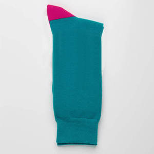 Teal Crew <b>Socks</b> With Pink Toe And Heel Men's Knitted Solid Color Daily Wear <b>Socks</b> - Product Image 2