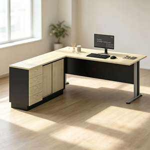 Modern L Shape Commercial <b>Office</b> Desk Storage Cabinet Chipboard Melamine Top Computer <b>Workstation</b> for Hospital AY <b>Office</b> System - Product Image 2