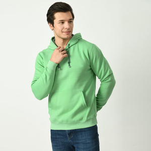 เสื้อสเวตเตอร์มีฮู้ดผู้ชาย สีเขียวล้วน ผ้าฝ้ายฟลีซ ลำลอง ทรงปกติ สไตล์ฤดูใบไม้ร่วง - Product Image 1