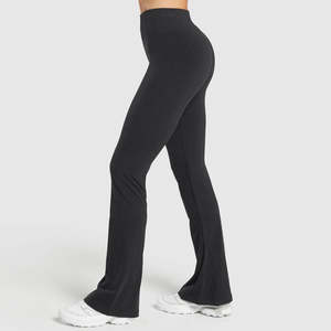 Leggings Deportivos de Cintura Alta para Mujer, Diseño Acampanado, Transpirables, Elásticos, Ecológicos, Tejido de Punto con Costuras de Spandex, Secado Rápido - Product Image 3