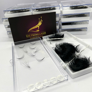 Extensions de cils en éventail à base pointue et fine, 10D 12D 14D, 0.05mm, noir mat, en fibre synthétique PBT coréenne, faites à la main, en plateaux, marque privée, haute qualité - Product Image 2