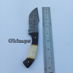 Couteau de chasse d'extérieur de qualité supérieure, lame fixe en acier Damas, à changement rapide, qualité industrielle, os de chameau, bois de noyer - Product Image 3