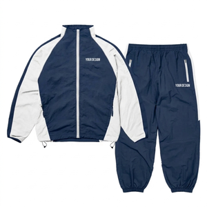 Ensemble veste et pantalon de jogging en nylon imperméable et coupe-vent, réfléchissant, extra-large, avec fermeture éclair en polyester sur mesure. - Product Image 1
