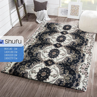 Tapis en polyester moderne abstrait fabriqué à la machine pour les chambres à coucher, antidérapant avec des bords épais