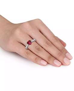 Rubino (3/4 ct.) t.w.) e Zaffiro Bianco (1 ct.) t.w.) Anello in Argento Sterling |   Macy's - Product Image 2