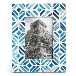 Handmade Blue Geometric Resin Eco-Friendly Durable Vertical Wall <b>Mount</b> <b>Photo</b> <b>Frame</b> Modern Luxury Look Picture Holder - Product Image 3
