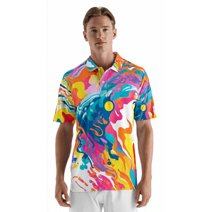 Camisa Polo Ligera para Hombre, Estilo Playero, con Botones, Sublimada, con Cuello Camisero - Product Image 1