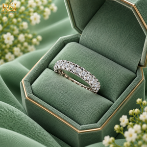 Single Row <b>Crown</b> Lab Grown Diamond Half Eternity Band Solid Gold 9K/14k/18k Ring | Luxury <b>Tiara</b> Style Stacking Fine Jewelry - Product Image 4