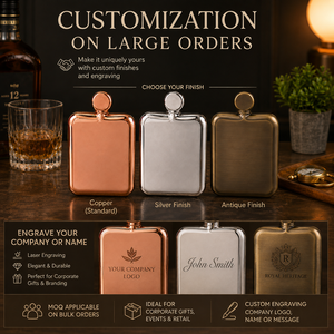 Gourde de poche en cuivre de qualité supérieure 6oz, gourde à liqueur en acier inoxydable, gourde à whisky portable, cadeau pour hommes, cadeau pour les garçons d'honneur - Product Image 4