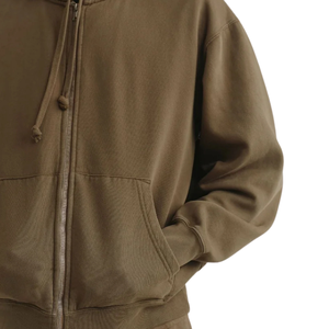 Sweat à capuche zippé intégral surdimensionné en molleton de coton épais pour homme, style streetwear, OEM ODM, vente en gros - Product Image 6