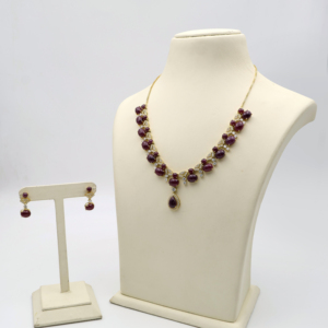 Graceful <b>Ruby</b> Gemstone <b>Necklace</b> and Earring Set 5MM Size Stylish Women’s Party Wear And Daily Wear Jewelry Set - Product Image 5