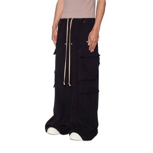 Pantalones Cargo de Nylon para Hombre, Estilo Casual, Pierna Ancha, Cintura Alta, Holgados, con Cordón Ajustable, Múltiples Bolsillos y Diseño de Parches - Product Image 3