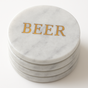 Posavasos Clásicos de Piedra de Mármol para Cerveza, Elegantes, Personalizables, Ecológicos, de 4 x 4 Pulgadas, para el Hogar, Bar, Comedor, Bodas - Product Image 1