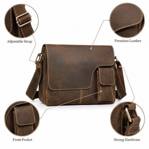 Handmade Full <b>Leather</b> Messenger Crossbody Shoulder Satchel Luxury Casual Zipper Travel <b>Bag</b> Work Travel Unisex Business Casual - Product Image 2