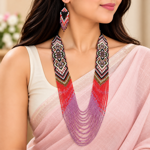 Collar de Gargantilla con Cuentas Multicolor, Estilo Étnico, Joyería de Moda con Cuentas Facetadas para Mujer - Product Image 1
