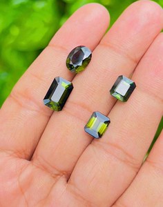 Tourmaline verte naturelle, pierres précieuses facettées, extraies de la terre, pierres en vrac pour la fabrication de bijoux, bagues, pendentifs, boucles d'oreilles, haute qualité - Product Image 3