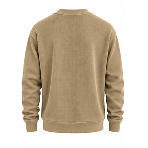 Men's <b>Waffle</b> Knit Sweatshirt Casual Crew Neck Long Sleeve Thermal Pullover Textured Winter Streetwear Custom OEM Clothing <b>Shirt</b> - Product Image 2