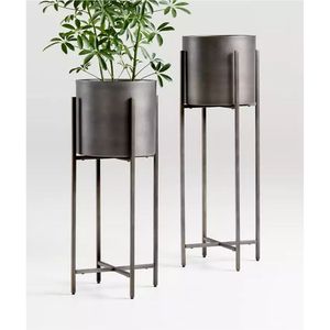 Macetero Metálico Moderno con Soporte, Maceta de Pie para Interiores, Estilo Nórdico, Maceteros Altos de Hierro para Sala de Estar, Hogar y Jardín - Product Image 1