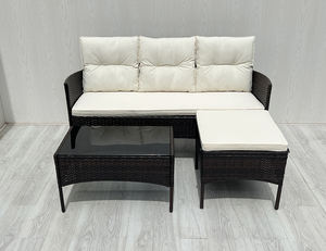 Conjunto de Sillones de Ratán Blanco Crema de Lujo Moderno SF00067, Mesa de Vidrio Templado, Cojín de Poliéster, para Exteriores - Product Image 3