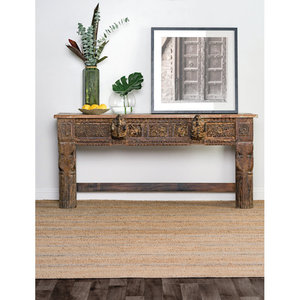 Alfombra a rayas para interiores tejida a mano, alfombra de suelo de fibra natural, producto de herramienta torneada - Product Image 3