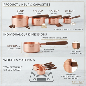 Juego de Tazas Medidoras de Cobre Puro, Aptas para Alimentos, para Cocina y Repostería, con Logotipo Personalizado, Fabricante y Proveedor OEM ODM - Product Image 5