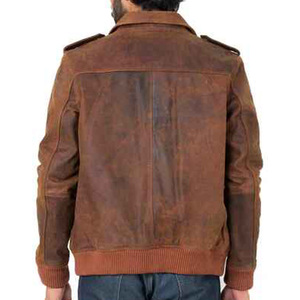 Men's Vintage Brown <b>Suede</b> Bomber <b>Jacket</b> Turn-down Collar Front Pocket Zipper Closure Autumn Wear - Product Image 2
