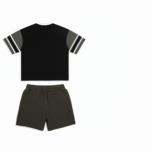 Ensemble short et chemise pour homme, été, en coton 100% délavé à l'acide, 400 g/m², tenue de sport pour homme, été - Product Image 2