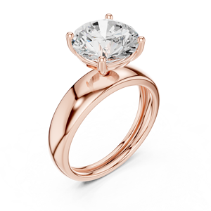 Bague de fiançailles classique en or rose avec diamant de laboratoire – Bague de promesse intemporelle à taille ronde et minimaliste - Product Image 1
