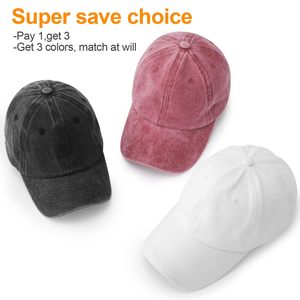 หมวกแก๊ปผ้าฝ้ายยูนิเซ็กซ์แบบวินเทจ ปรับขนาดได้  ขายส่ง 3 ชิ้น - Product Image 2