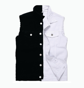 Gilet en jean slim déchiré pour homme SBEA IMPEX, sans manches, style vintage décontracté, séchage rapide, anti-UV, col montant, bouton unique - Product Image 1