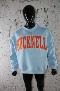 Sudadera BUCKNELL azul cielo con cuello alto, 100% algodón, con apliques bordados naranja, cuello ancho, hilos finos - Product Image 2