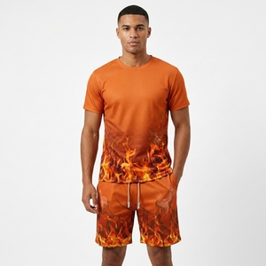 Custom Sublimation Printing Wholesale Trendy <b>T</b> <b>Shirt</b> Shorts Set Top Quality Screen Printing Premium Mesh Fabric <b>T</b> <b>Shirt</b> Set - Product Image 1