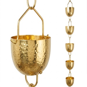 Chaîne de pluie de haute qualité pour la décoration de jardin, finition or unique, bol martelé, pour la maison et le jardin, meilleur prix - Product Image 3