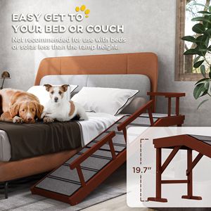 Rampa per Cani in Legno Marrone da 60 Pollici con Ringhiere Rimovibili e Superficie Antiscivolo per Cucce e Mobili per Animali - Product Image 5