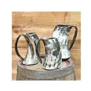 Corne à boire authentique vintage Viking en corne de buffle, faite à la main, naturelle, réutilisable, pour bière, vente en gros - Product Image 2