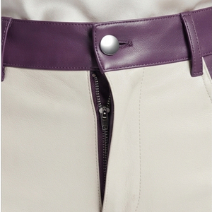 Pantalones de Cuero para Mujer con Botones, Pantalones de Cuero Ajustados para Mujer, Pantalones de Cuero 100% para Dama con Bolsillos - Product Image 5