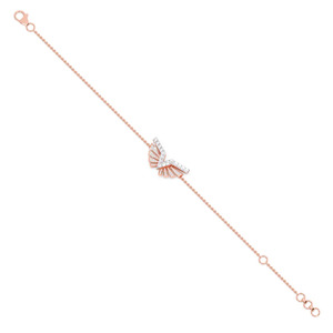 Textured Dual-Strand Station Diamond Link <b>Bangle</b> <b>Bracelet</b> - Product Image 3