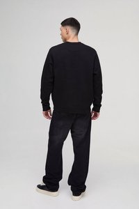 Sweat-shirt unisexe rose oversize à col rond, manches classiques, en coton French Terry, couleur unie, pour l'hiver, style décontracté Crescent Wear - Product Image 3