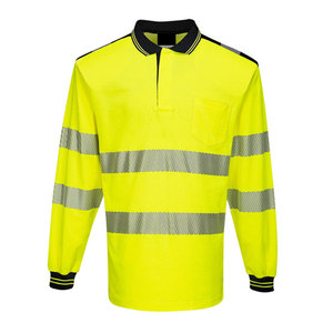 Polo à manches longues haute visibilité pour hommes, t-shirt de sécurité réfléchissant en polyester pour travaux de construction, de routes et industriels - Product Image 3