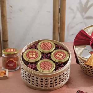 Luxury Wedding Favor Bamboo Gift Box <b>Red</b> Silk <b>Bow</b> Flower Basket Elegant Bridal Shower Souvenir Premium Present Packaging Gift - Product Image 3