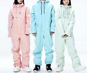 <b>Women</b> <b>One</b> <b>Piece</b> Snow <b>Suit</b> Waterproof Insulated <b>Ski</b> Jumpsuit Hooded Zipper Closure Pastel Colors Adult Winter Wear - Product Image 1