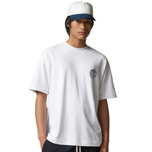 T-shirt Homme Oversize à Manches Courtes Blanc avec Logo Minimaliste sur la Poitrine en Coton Col Rond Décontracté Streetwear Vente en Gros Fournisseur OEM - Product Image 5